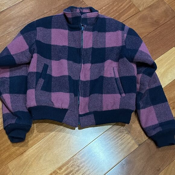 Woolrich Vintage Wool Jacket Plaid Zip Up Women’s Made In USA Bomber Style Sz M - Picture 3 of 9